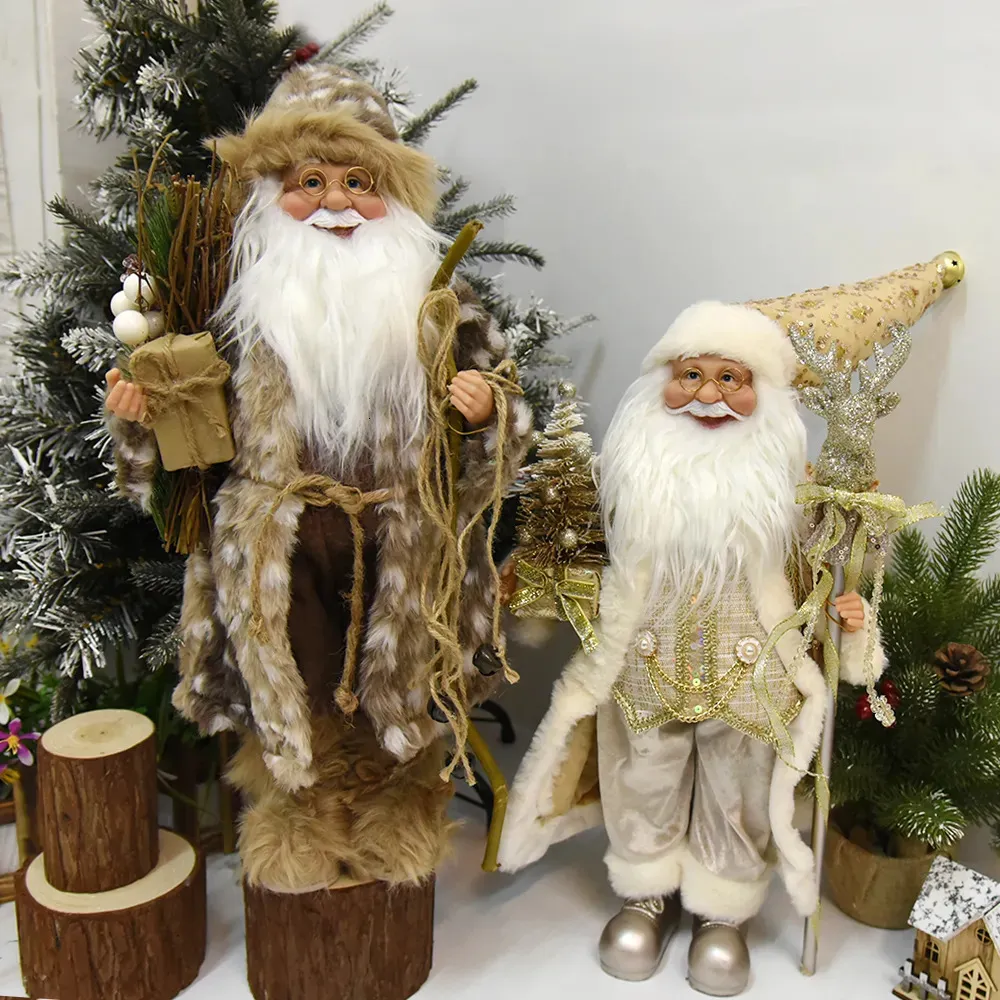 Décorations de Noël 45cm hauteur Noël Père Noël poupées en peluche debout jouet décoration cadeau pour enfants année de vacances Navidad ornements décor 231110