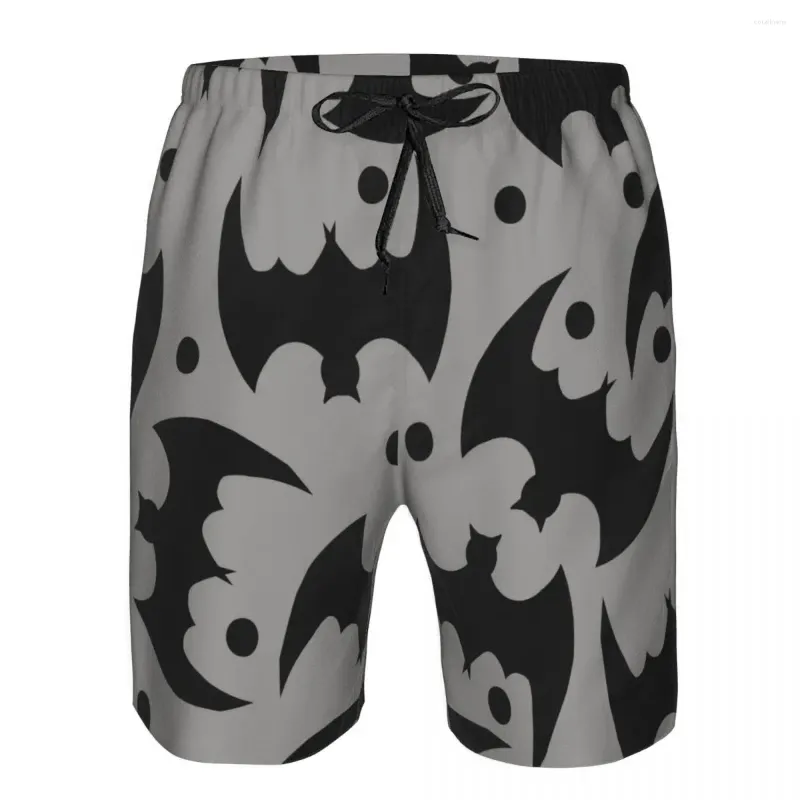 Shorts masculino praia curto natação cinza preto morcego surf esporte prancha roupa de banho