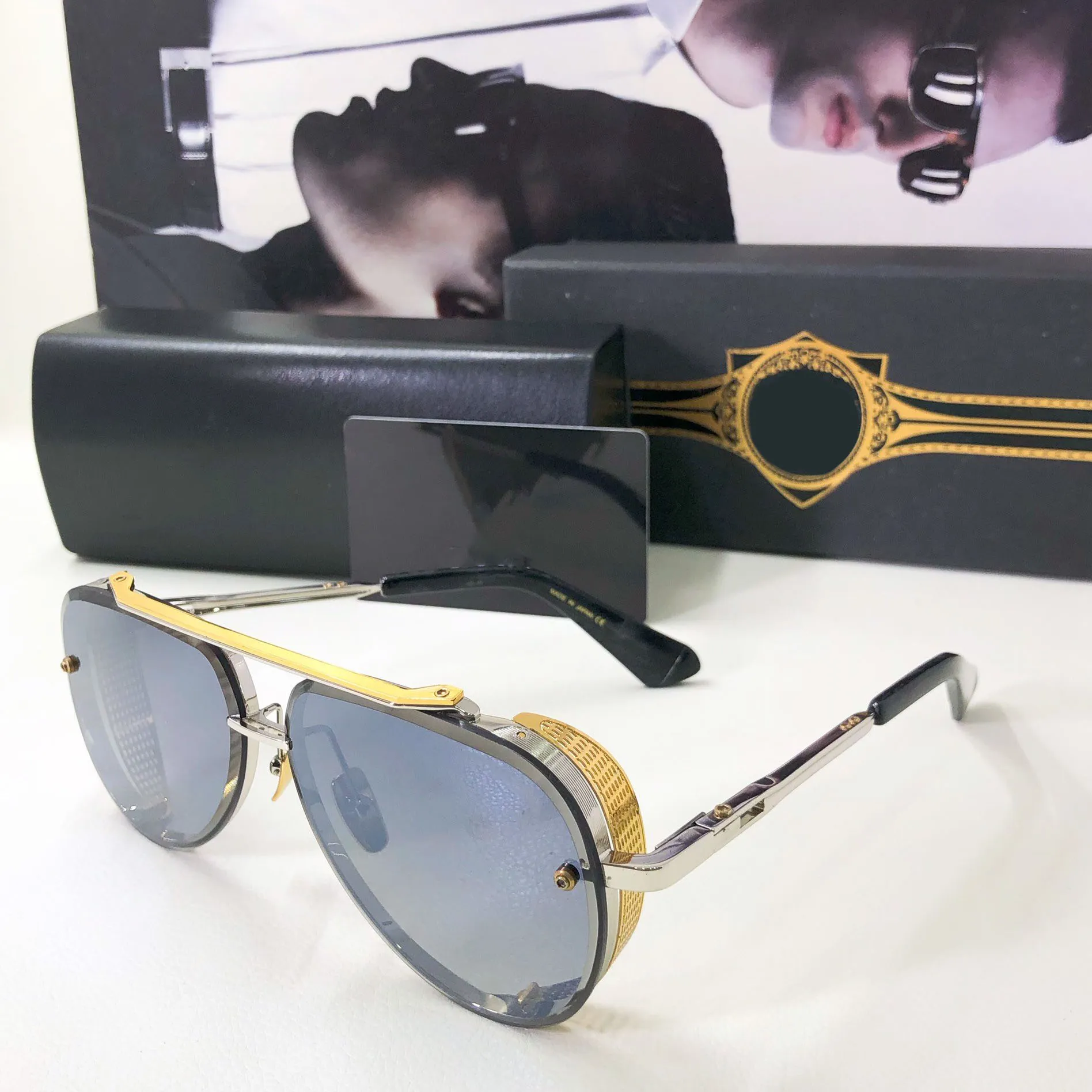 Luxus-Designer-Sonnenbrille für Herren und Damen, quadratisch getrimmte Lunetten, Metall-Sonnenbrille, Mach a Dita, sechs große, übergroße, ovale Rahmen, lila, treibende Titan-Brille