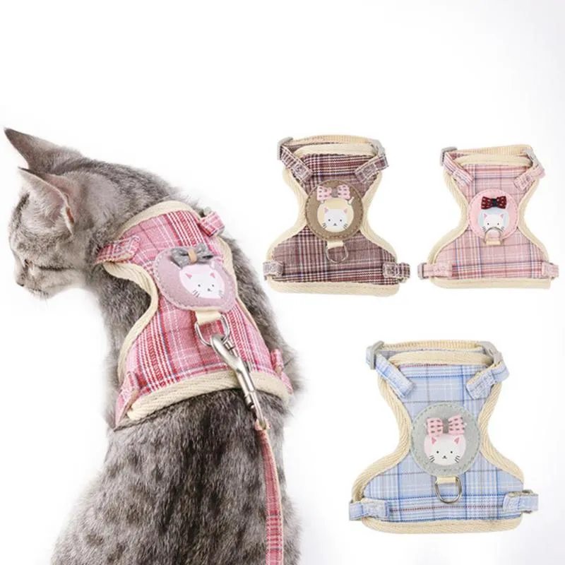 Collares para gatos, arnés para perros acolchado ajustable de nailon para mascotas, chaleco, arneses, correa de malla, Collar, ropa, cordón para gatitos, cuerda de tracción