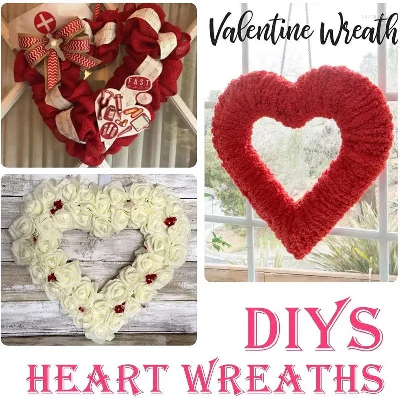 DIY Heart Wreath Frame Metal Ring for Floral Crafts, Valentines