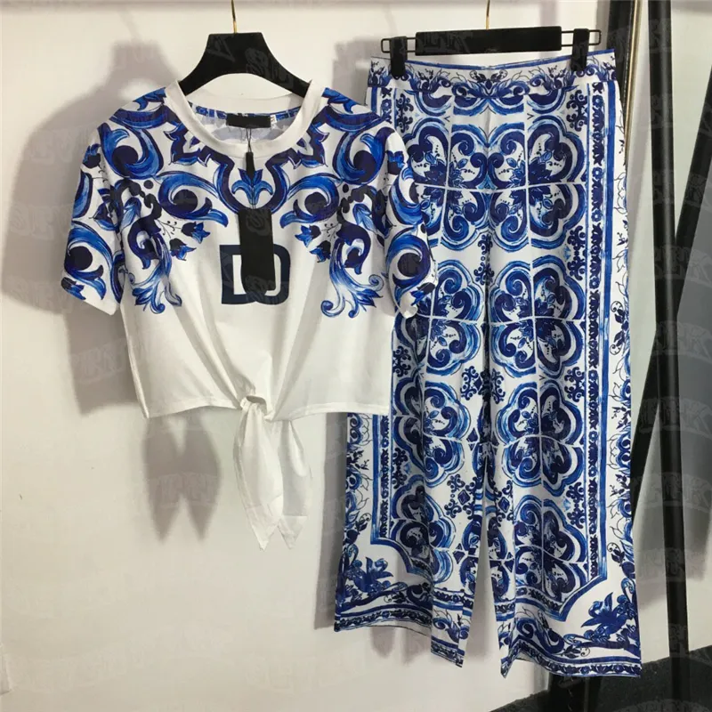 인쇄 된 t 셔츠 탑 바지 tracksuits 여성용 디자인 패션 여성 운동복 여름 캐주얼 티셔츠 스웨트 팬츠 2pcs 세트