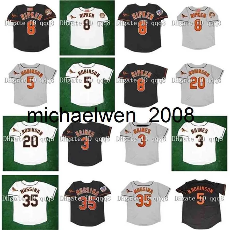 Maglia da baseball vintage 1997 8 Cal Ripken Jr. 5 Robinson 35 Mike Mussina 25 Rafael Palmeiro 20 Frank Robinson 3 Harold Baines Custom