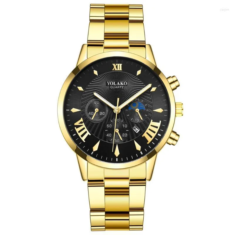 Relógios de pulso 2023 vendendo produtos Drop Products Chegada de aço inoxidável Homens de quartzo relógios calendários moda numerais romanos relógio