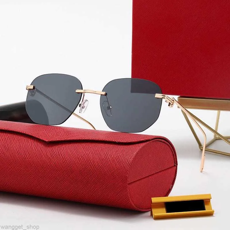 Le plus récent homme designer lunettes de soleil mode grand ovale femmes lunettes de soleil dégradé thé plage sans cadre rose sens or de luxe lunettes UV400 verre