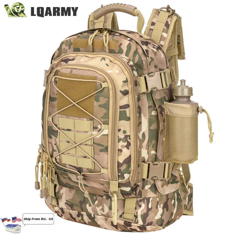 Grande capacité militaire tactical sac à dos armée assaut à sac de bord extérieur 3 jours de voyage extensible Randonnée de randonnée MOLLE BUG OUT SAG 230412