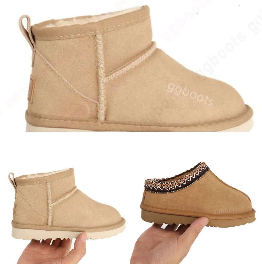 Pantofole per bambini UGGsity Tasman Tazz Scarpe per bambini Ciabatte in pelliccia di castagno Pelle di pecora Shearling Classic Ultra Mini Boot Inverno Mulesug 602ess