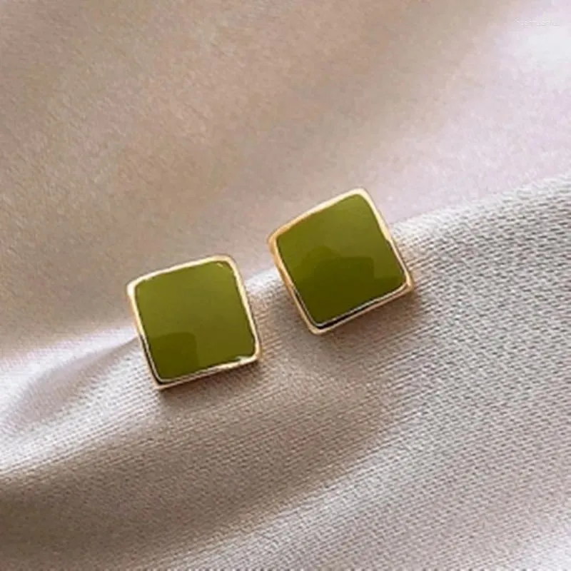 Dangle Earrings VSnow Temperament Green Color Enamel Stud For Women Simple Square Geometrical Wedding Jewellery Pendientes