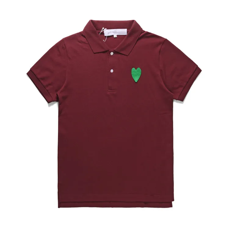 Polo T-shirts pour hommes CDG coton respirant hommes t-shirt Commes Des broderie Double coeur femmes Polo revers débardeur chemises de jeu grande taille femmes anti-boulochage