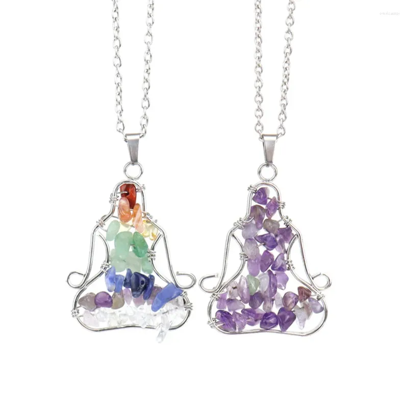 Anhänger Halsketten Chakra Natürlicher Unregelmäßiger Kristallstein Twining Buddha Für Männer Frauen Reiki Heilung Amulett Halskette Yoga Schmuck Geschenk
