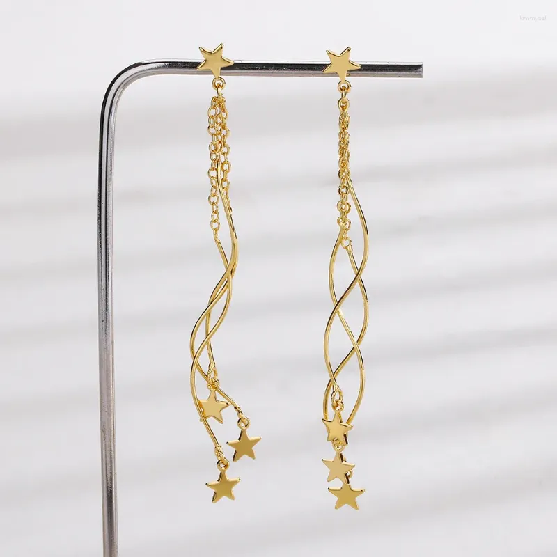 Boucles d'oreilles pendantes étoiles ondulées, pompon, mode douce pour dames, accessoires de conception Unique, cadeaux pour petite amie, sœur, bijoux tendance