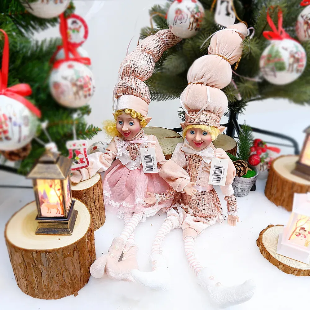 Decorazioni natalizie Coppia di elfi Bambole di peluche Giocattoli Albero di Natale Ciondolo Ornamenti a goccia Decorazione appesa Navidad Anno Regali di Natale per bambini 231110