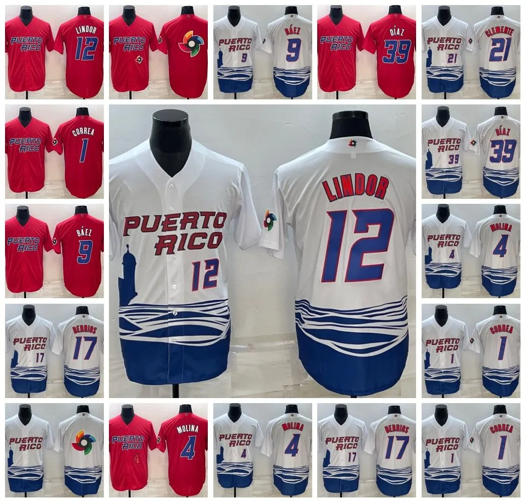 2023 Custom Puerto Rico Baseball Jerseys - Stitched personlig med Clemente Stroman Melendez Velazquez Hernandez