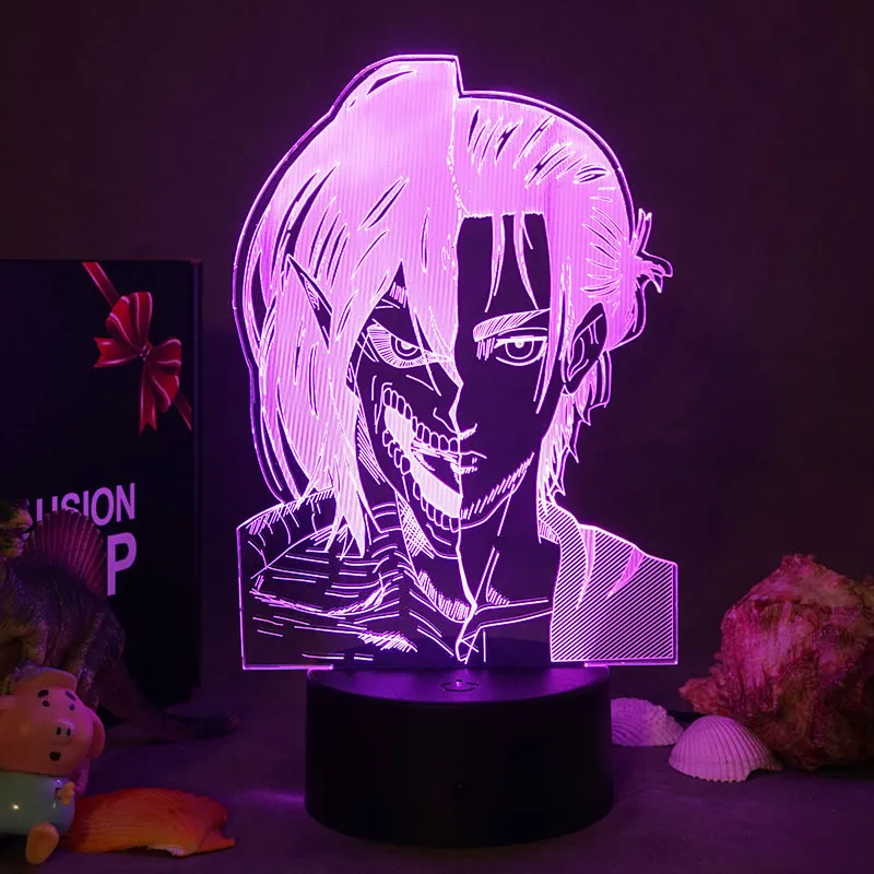 Lamps Shades Attack On Titan Lamp LED Anime Night Light Acrylic Plate USB Kid's Manga Bedside Table for Child Bedroom Room Decor 230411