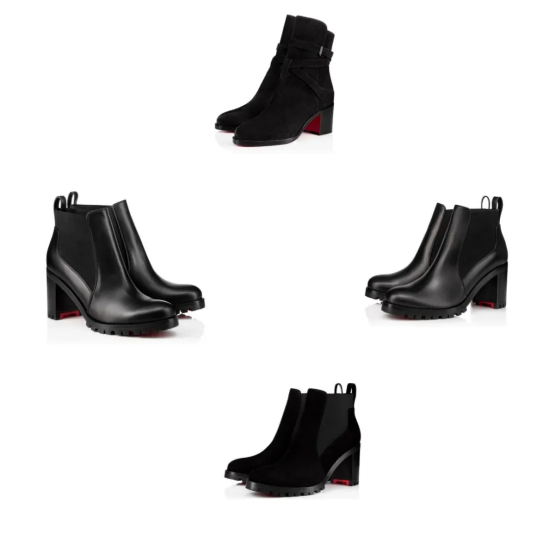 24S Winter Luxury Capahutta Women Ankle Boots Black Calf Leather Red Designer Boot Pointed Toe Stiletto Heel Lady Chunky Sole Motorcycle Booties Party Wedding BOx