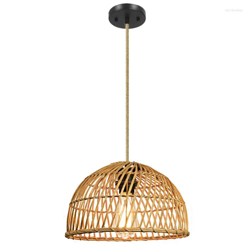 Hanglampen vintage rattan lichte led handgeweven kroonluchter huisdecor woonkamer keuken ophangen voor plafond interieur armatuur