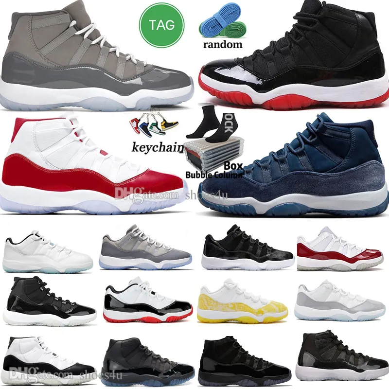 11 أحذية كرة السلة للرجال 11s Cherry Cool Cement Grey Concord 45 Bred UNC Gamma Blue Midnight Navy Velvet Space Jam الذكرى السنوية الخامسة والعشرون للرجال النساء المدربين أحذية رياضية رياضية