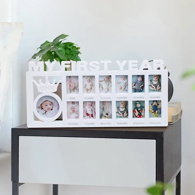 Picture Frames My First Year Baby Keepsake 012 Months Pictures Po Souvenirs Kids Growing Memory Gift 230411