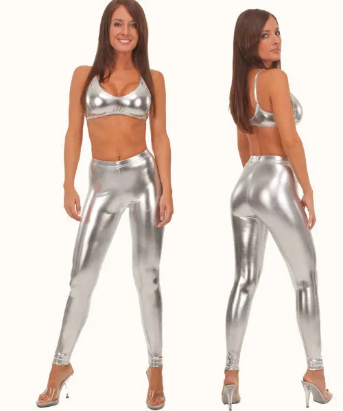 Super Stretch Vinyl Silver Leather Silver Leggings Womens Deigned ML7555  Skinny 230412 From Mang02, $10.07