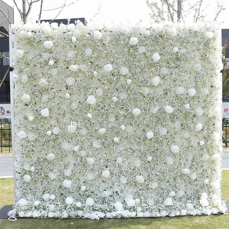 Нет стенда) украшение пользовательская ткань цветочная стена свадьба искусственная шелковая роза детка дыхание цветочная стена на фоне imake798