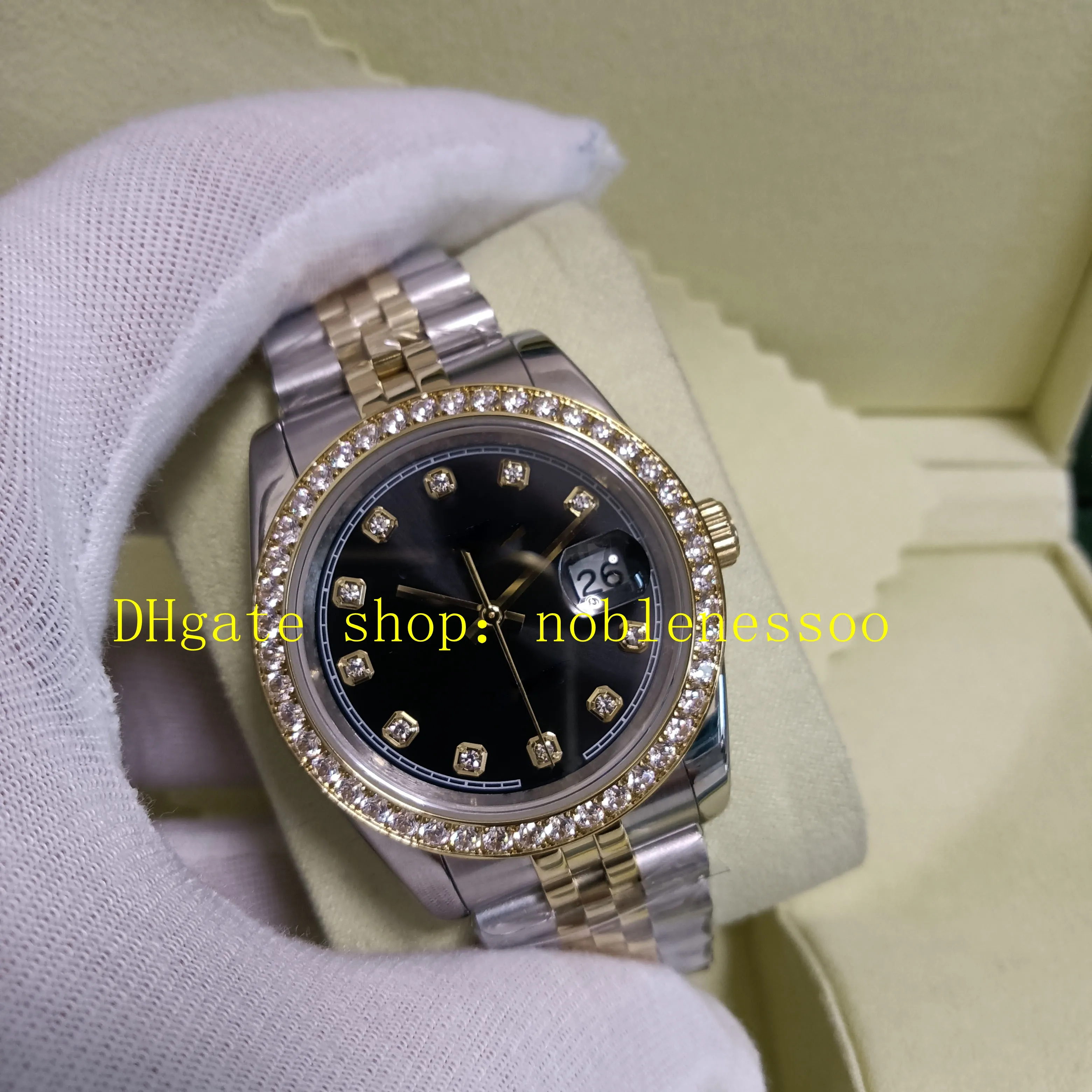 4 Style Women's With Box Automatic Watches Unisex Ladies Mens 36mm 126283RBR Black Dial Diamond Bezel 18K Yellow Gold Steel 126283 Women Armband Watch