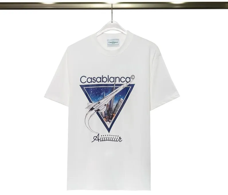 CZ636クラシックホワイトカサデザイナーTシャツ夏の半袖スワンプリントカサブランカ女性男性Tシャツパーアビオンティーメンズ服