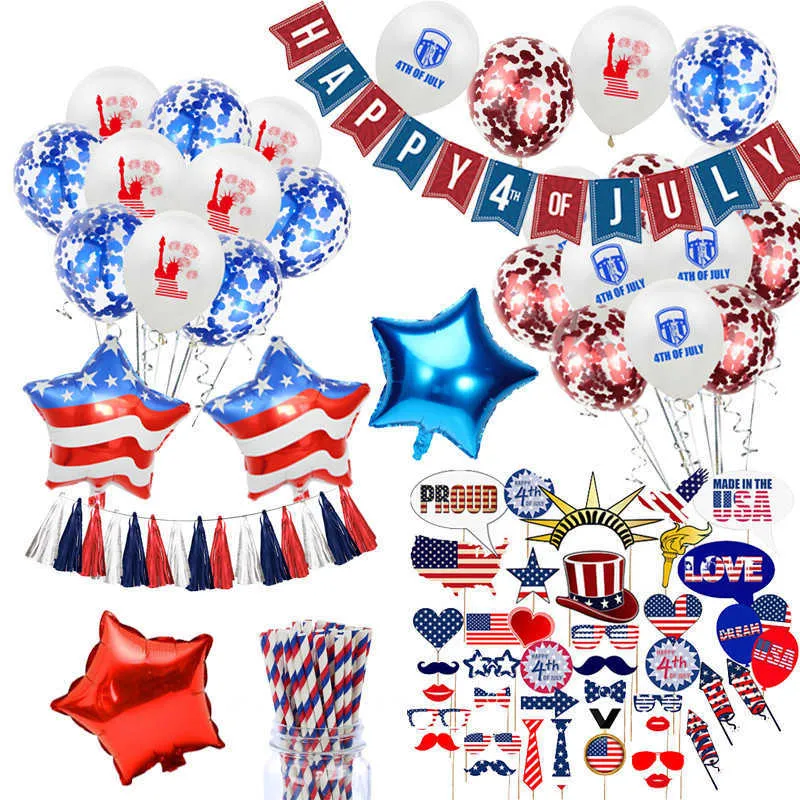 Yenilik Ürünleri ZLJQ AMERİKAN Bağımsızlık Günü Dekorasyonu ABD Ulusal Gün Dekorasyon Balon Fotoğraf Props Mutlu 4 Temmuz Banner Kolye Z0411