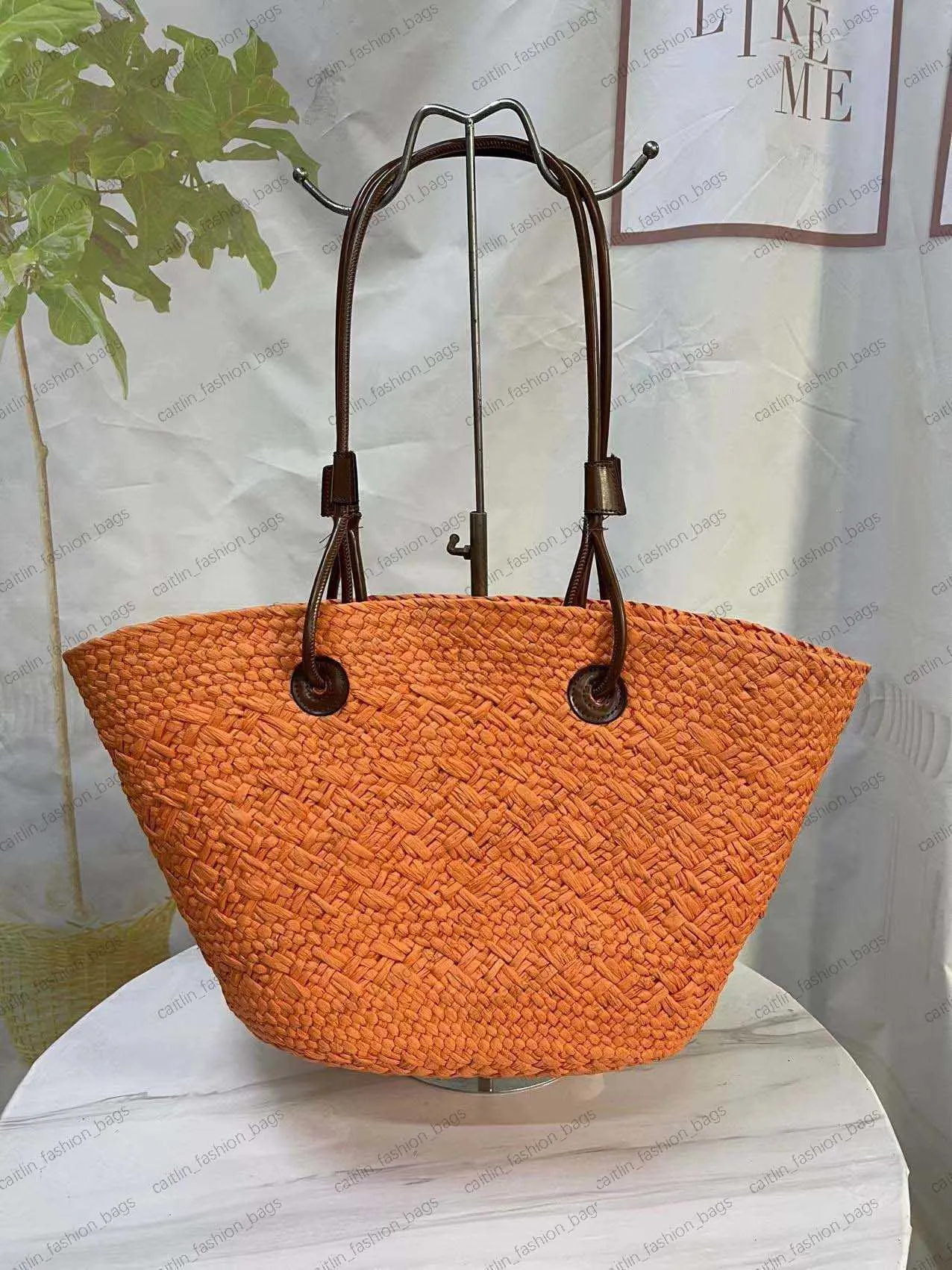 Women's Large Straw Beach Tote Bag - Handwoven Summer Shoulder Bag With Zipper