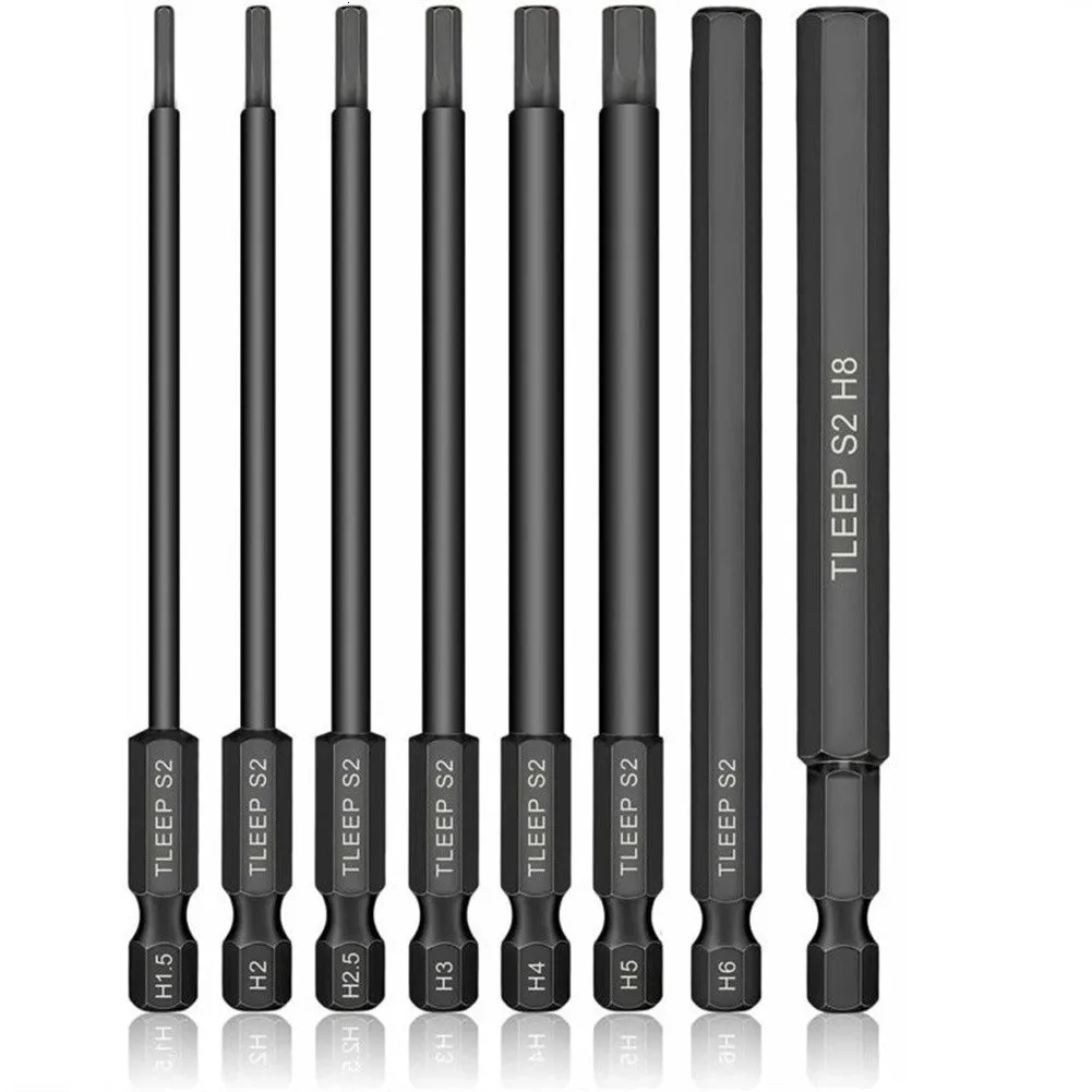 Skruvmejslar 8st 1/4 "Hex Shank Head Allen Wrench Socket Bit Metric Magnetic Bits Set 230412