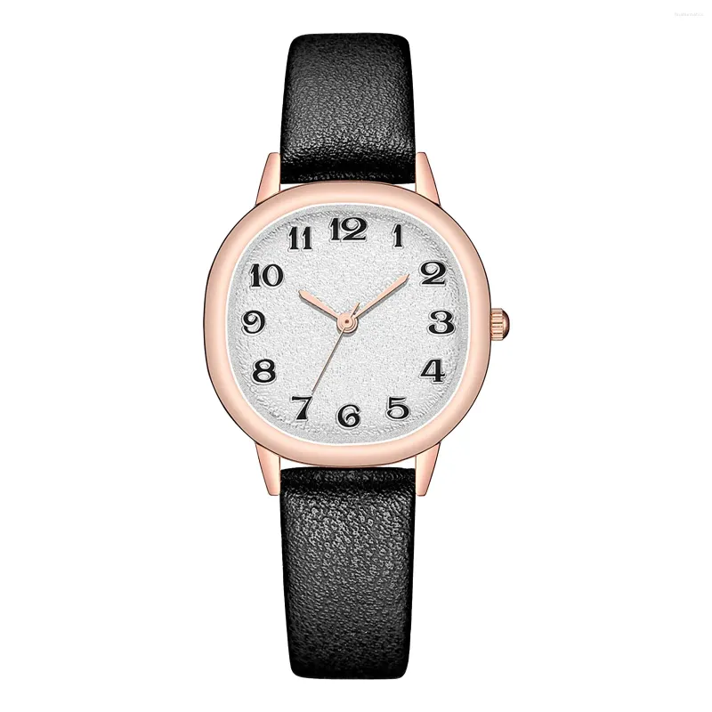 Wristwatches Personality Female Student Belt Watch Retro Small Square Digital Face Quartz Ladies Thin Relojes De Mujeres