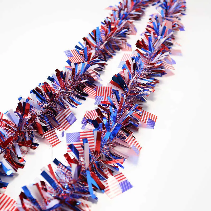 Nyhetsartiklar American Independence Day Dekorativ 4 juli USA Temat papper Star Streamers Garland String Chain Hanging Decorations Banner Z0411