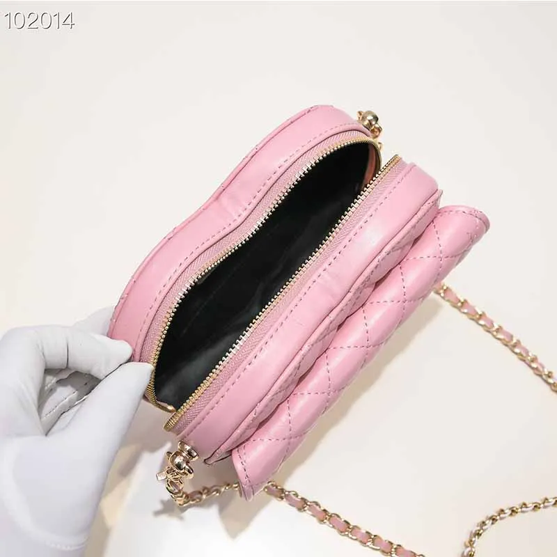 10A cross body bag Woman love purse Chain Crossbody Bag Designer Handbag Leather Shoulder Bag Brands Mini Heart Love bag With Gold Sling Chain 17CM Cheap Luxury Bag