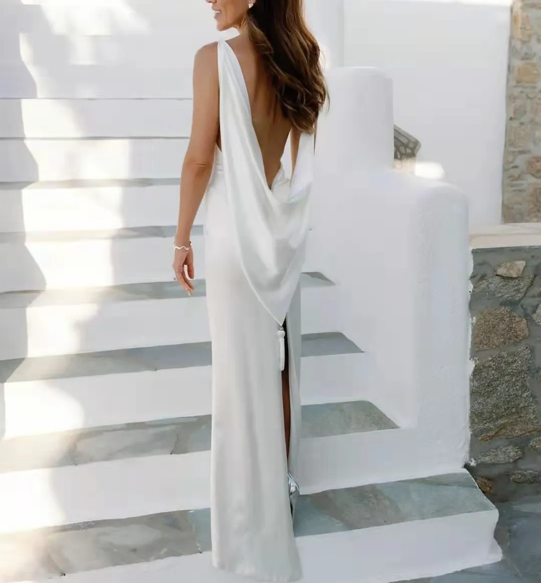 square neck open back prom dress Simple A Line Long Square Neck Sleeveless Lace Up Open Back Prom Dress cathyprom
