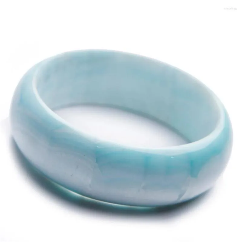 Bracciale rigido con gemme di larimar blu naturale autentico, braccialetti di moda in cristallo per donna, diametro interno femminile 62 mm