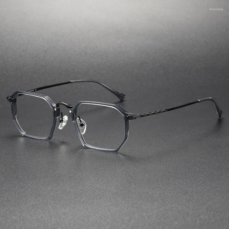 Zonnebrilmonturen Japan Handgemaakt Man Retro Veelhoek Vierkant Acetaat Frame Brillen Damesmode Grote Titanium Armen Optische Bijziendheid Lenzen