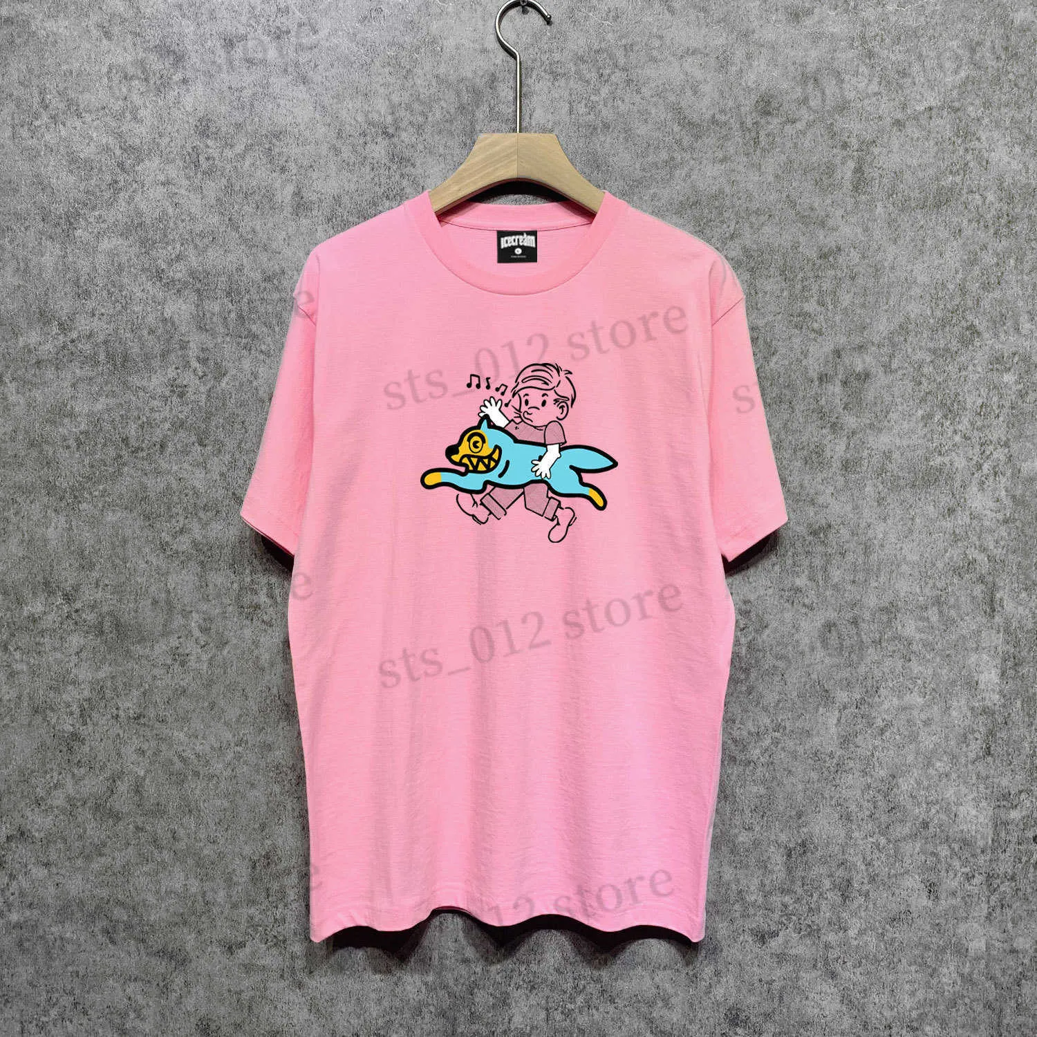 Homens camisetas Flying Dog Boy Impresso Manga Curta Tee Casual Moda Carta Solta Casal T230412