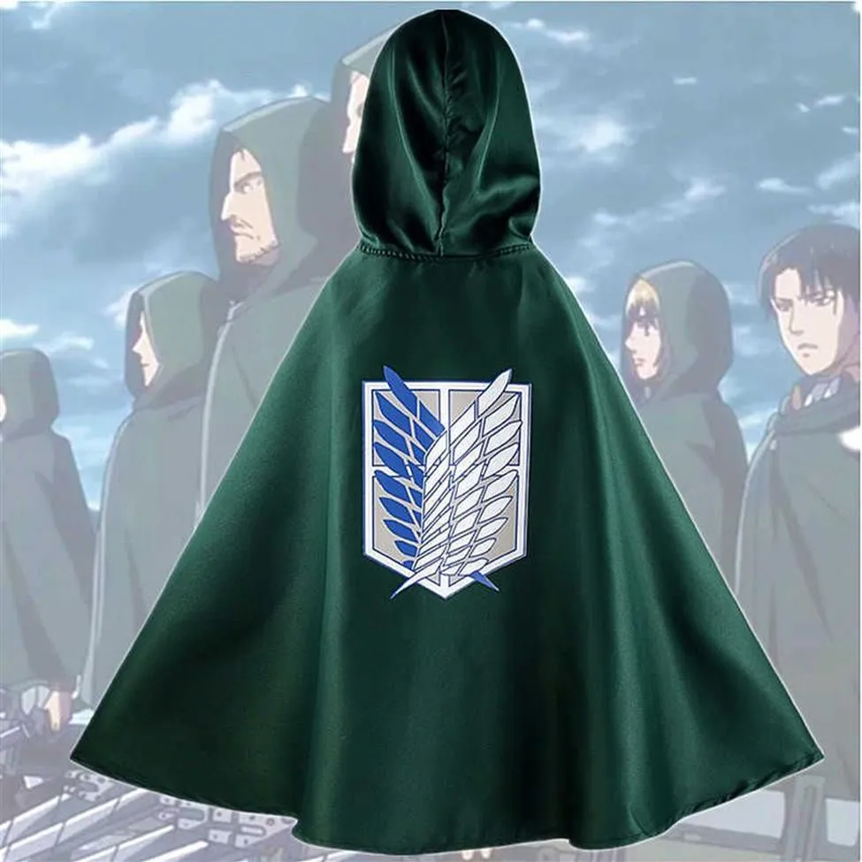 Costume de Cosplay Anime japonais attaque sur Titan Cape Shingeki No Kyojin Scouting Capes Costumes d'halloween pour femmes vêtements Y0827225N