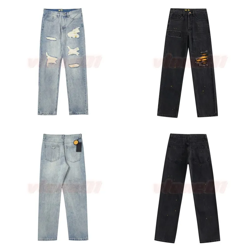 Mens Jeans Ripped Men Womens Streetwear Jeans Denim Pants Man Casual Hip Hop dragkedja byxor för manlig stretchbyxa