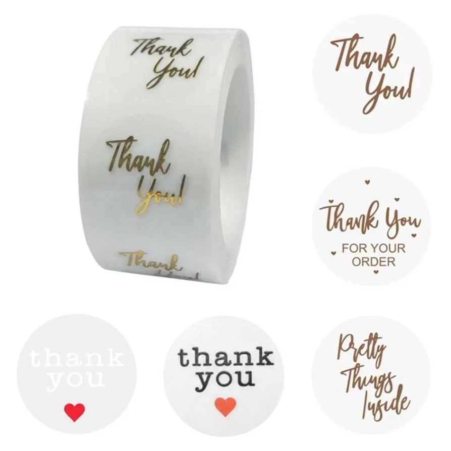 500 Clear Gold Foil Thank You Stickers - Elegant Wedding Labels, Small ...
