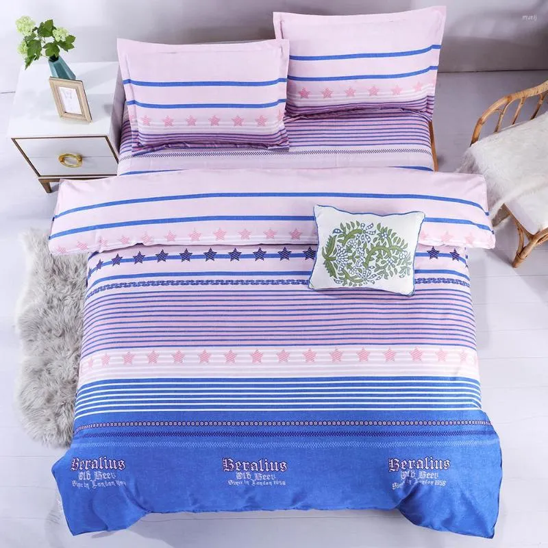 Bedding Sets Simple Home Textile Quilt Cover Soft Skin-Friendly King Blue 4pcs Girl Boy Pillowcases Flat Sheets Comforter