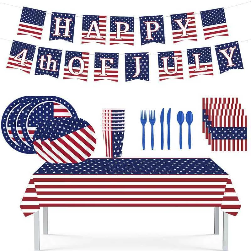 Nyhetsartiklar American Independence Day Flag Patriotic Party Supplies Disponertabell Veterans Day Fourth July Favors Party Decorations Z0411