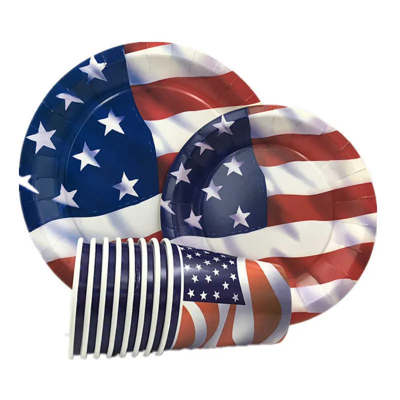 Nyhetsartiklar omilut 4 juli Independent Day Decor American Independence Day Disponertable Tableware Set usa engångsplattor.