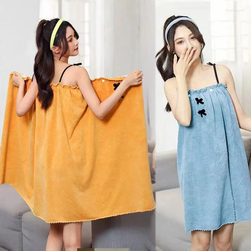 Towel Wearable Bathrobe For Women Microfiber Absorbent Swimming Beach Blanket Long Bathroom Washable Shower Bath Dress