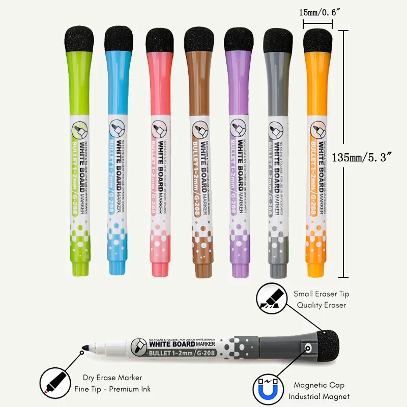 12 Pcs Whiteboard Pens, Whiteboard Arkers In 4 Colors, Dry Erase Low