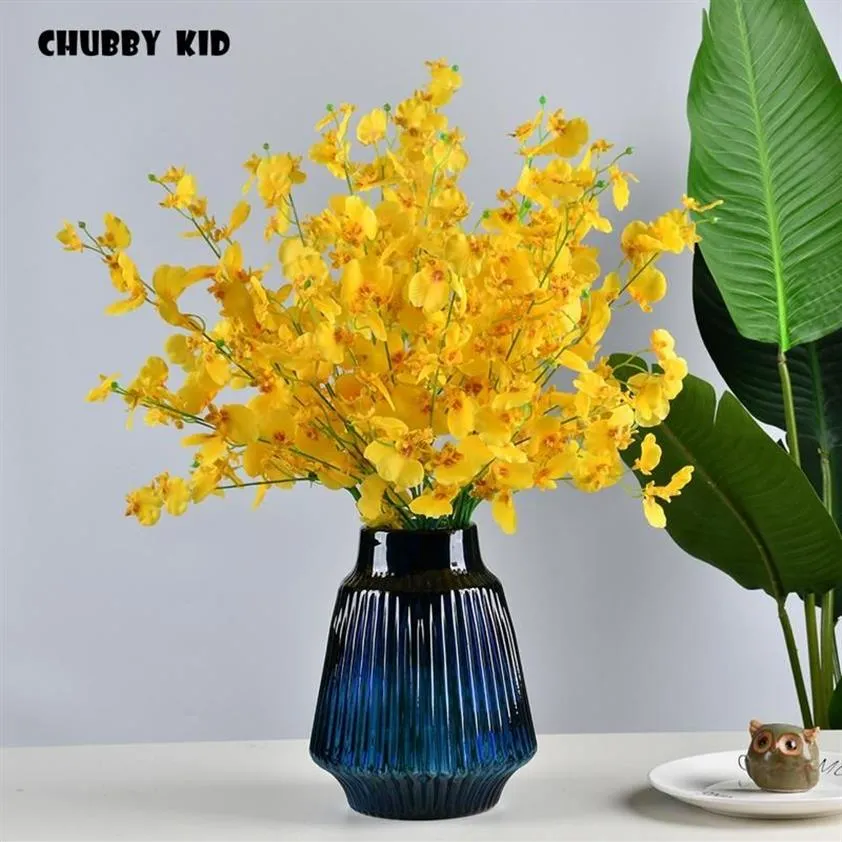 20 peças toque real 66cm curto látex oncidium hybridum falso dança artificial senhora orquídea flores dança inteira-boneca orquídeas2494