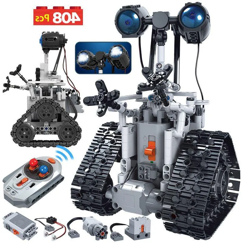 Freeshipping 408st City Creative RC Robot Electric Building Blocks Technic Remote Control Intelligent Robot Bricks Toys for Children Afpen