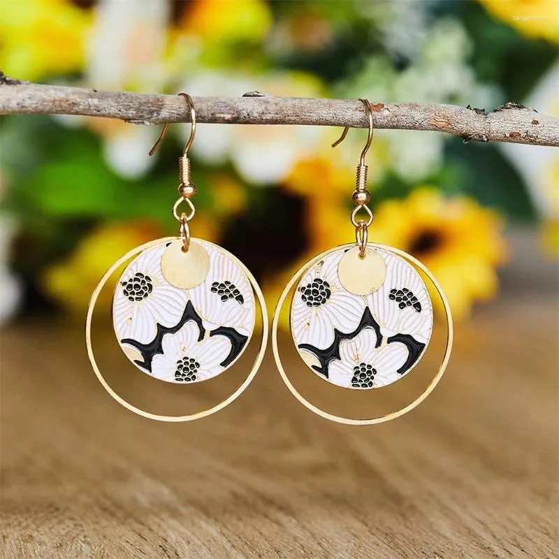 Dangle Earrings Round Hollow For Women Statement Retro Personalized Hanging Piercing Eardrop Ladies Accessories Jewelry Gifts