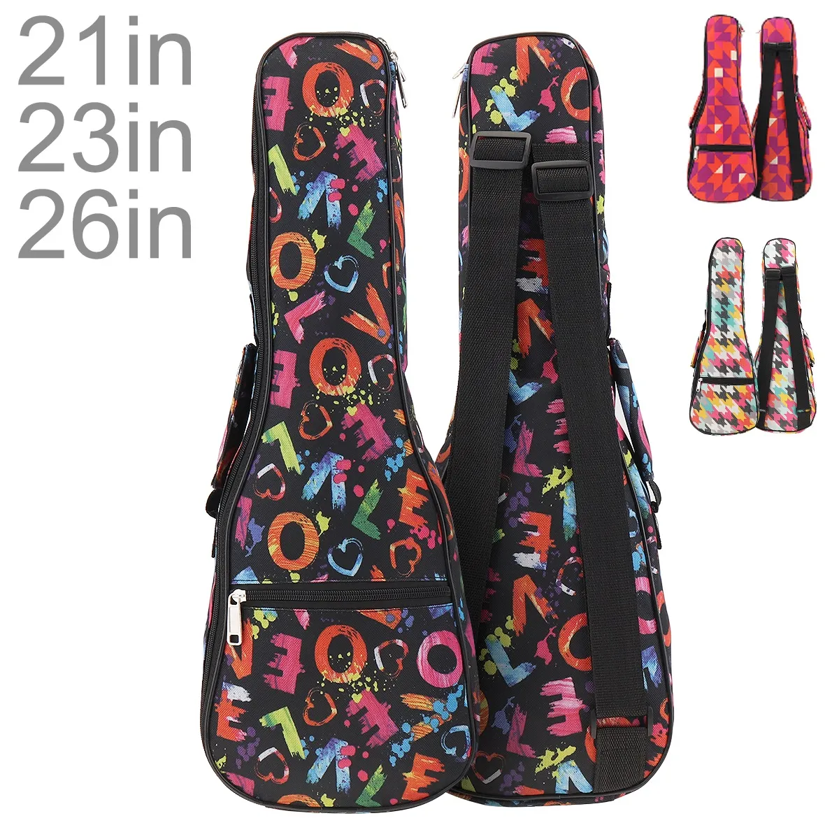 21 / 23 / 26 Inch Portable Ukulele Bag 3 Types Durable 10mm Sponge Soft Case Gig Ukulele Mini Guitar Waterproof Backpack