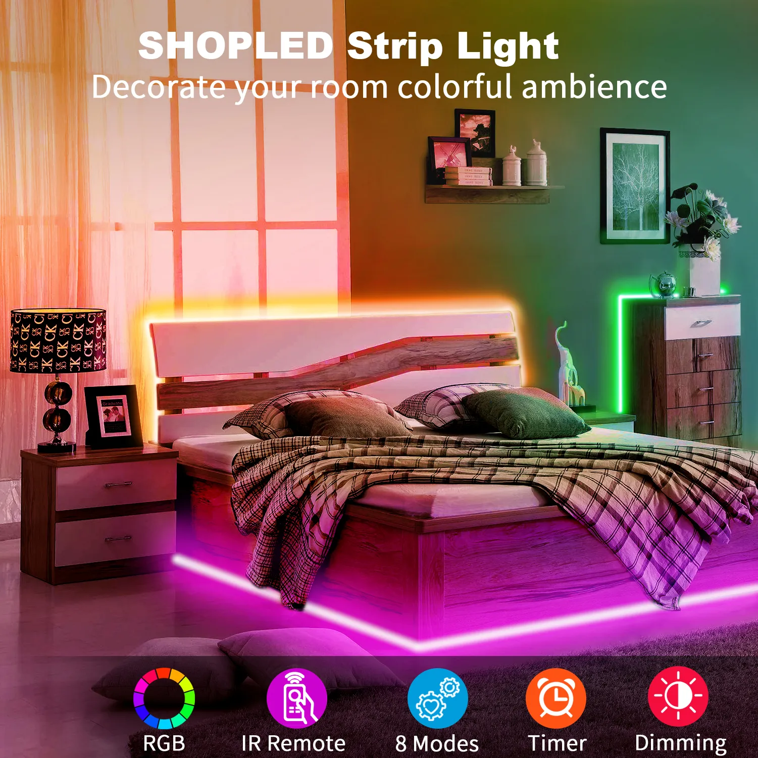 Romwish led on sale lights remote