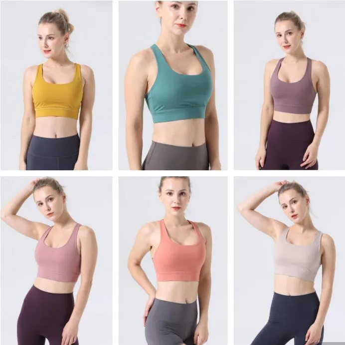 LU-06 Yoga Bras Womens Sports Womens Indivel Santing ضيقة الحزام رفيع رفيع مثيرة.